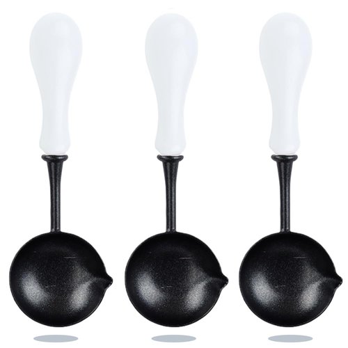 WUERLIN 3 Pieces Wax Seal Spoons with Wooden Handles,Non - Slip Sealing Waxing Spoon, Easy to Clean for DIY Wax Seal Stamp, Ideal for Envelope & Letter Art Crafts (White)