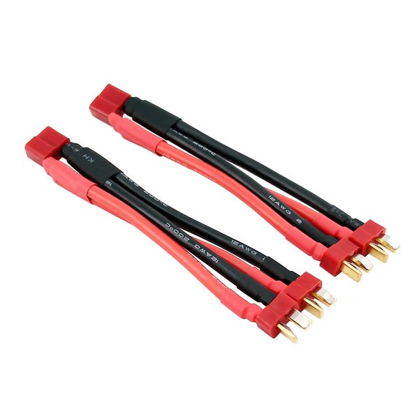 BDHI 2pcs Deans Style T-Plug Parallel Y- Harness 12awg 2 Male 1 Female for Lipo RC Battery ESC(B100-2)