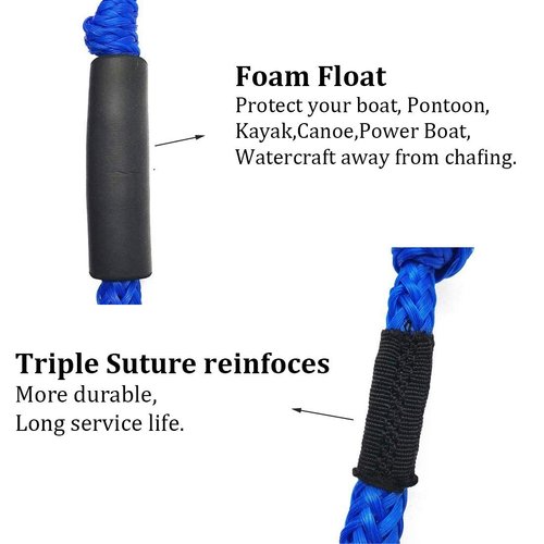 Bungee Dock Lines Boat Dock Line Stretchable Mooring Rope Dock Ties Bungee Cords for Boat Blue 2 Pack 4 Feet