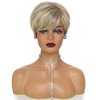MIUXIU Ladies Blonde Short Fluffy Layered Nature Side Part Wigs Blonde Short Straight Wigs for Women Hair Heat Resistant Full Wigs Short Layer bangs Hair (Blonde)
