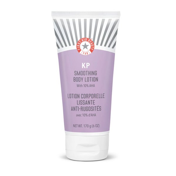 First Aid Beauty KP Smoothing Body Lotion – Chemically Exfoliates and Moisturizes with 10% Lactic Acid (AHA), Urea, Colloidal Oatmeal and Ceramides – 6 oz