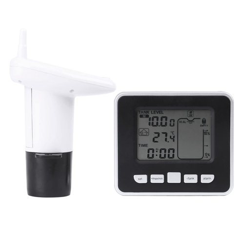 Marhynchus Ultrasonic Water Level Meter, Sensor Transmitter with Indoor Receiver, LCD Display, Temperature Monitoring, Alarm Setting, 100m Range, Suitable for Non-Corrosive Liquids