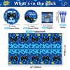 81 Pcs Video Game Party Supplies - 9th Birthday Video Game Party Decor Dinner Plates Napkins Video Game Tablecloth Forks Gaming Party Pack for Kid Boy 9th Birthday Party, Serves 20 (9th)