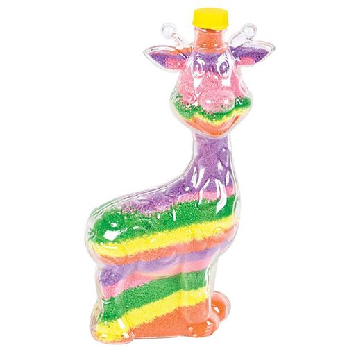 The Dreidel Company Zoo Animal Sand Art Bottle, Clear Plastic Sand Art Bottles, 6" Inch DIY Arts & Crafts, Party Favors (Giraffe)