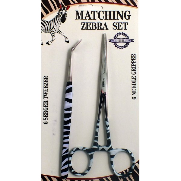 Tooltron Matching Zebra Sewing Needle Set, Tweezer and Gripper