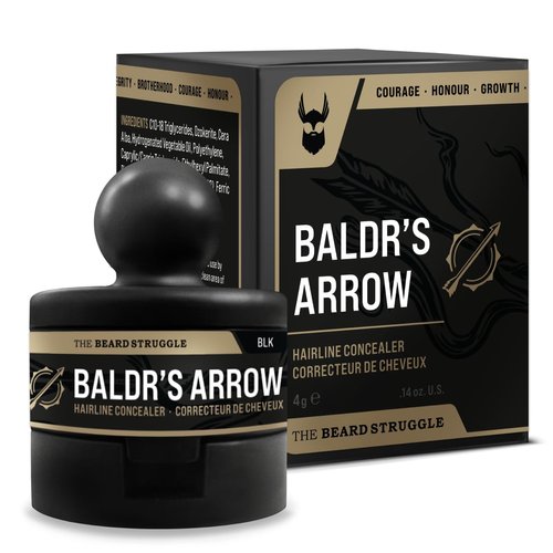 Hairline Powder by The Beard Struggle, Root Touch Up Hair Color, Hair Concealer for Men Instantly Conceals Hair Loss, Baldr's Arrow - Covers Thin Hair & Bald Spots - Sweat Resistant - Black