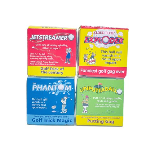 Lot 8 Trick Golf Balls Jokes Exploding, Mist, Wobble, Streamer