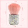 ANGNYA Nail Dust Brush with Shiny Rhinestones, Fluffy Dust Brush for Acrylic Nails Soft Dip Powder Remover Makeup Brush Clean Up Tools Nail Art Brush (Pink)