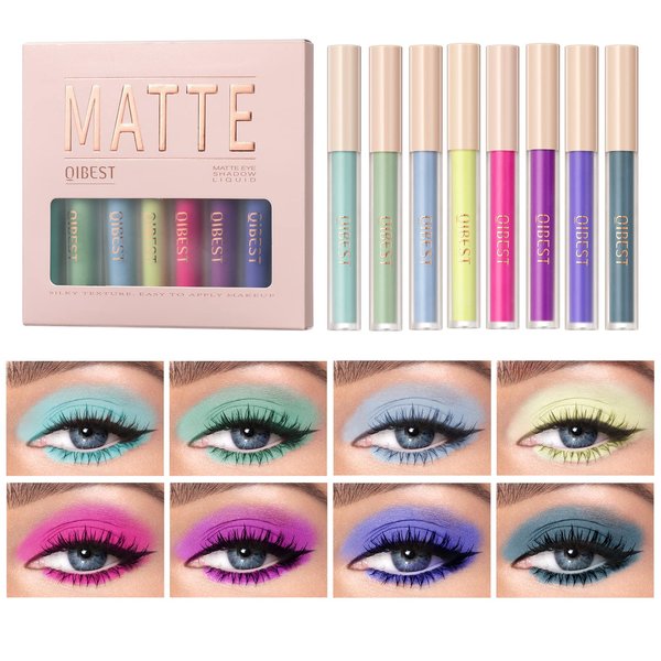 lepke 8 Colors Liquid Matte Eyeshadow Set；Nude Black Smokey Eyeshadow ;Cream Eyeshadow ;Primer Waterproof Quick Drying Eye Brightener;Highlighter Blusher Eye Shadow Makeup (C)