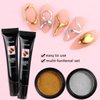 Fcozpjk 3D Sculpting Gel for Nail Art, 2PCS 10g Clear 3D Nail Art Gel Liner Nail Polish Carving Modeling Gel for Nail Design, 5D Embossed Gel Candy Gel with Gold Silver Chrome Nail Powder Kit
