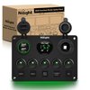 Nilight - 90125E 5 Gang Multi Function Rocker Switch Green Backlit Dual USB Charger + Digital Voltmeter +12V Outlet Pre-Wired Switch Panel with Inline Fuse for RVs Cars Boats Trucks Trailers