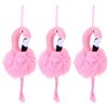 FRCOLOR Shower Loofah Bath Sponge Flamingo Mesh Pouf Body Scrubber with Hanging Rope for Kids Women Girls Pink