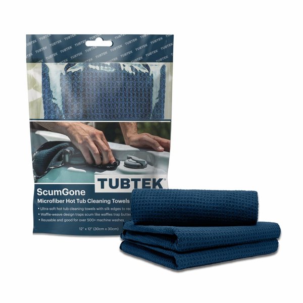 Microfiber Hot Tub Scrubber Cleaning Towels | ScumGone Hot Tub Shell Cleaner | Softer Than a Hot Tub Brush or Mitt | Hot Tub Towels for Your Spa, Jacuzzi, and Inflatable | 100% Scratch Free (3 Pack)