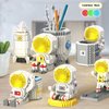 Mini Building Blocks Toy Set Micro Bricks Building Sets DIY Puzzle Set Multi-functional Astronaut Pen-holders with Tool Kit for Kids Age 8+ Educational DIY Gift for Boys and Girls(Meditating Spaceman)