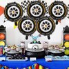 8 Pcs Wheel Tire Balloons 18 Inch Tire Balloons Race Car Birthday Party Decorations Foil Balloons Boy Racing Party Decorations