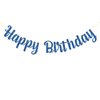MonMon & Craft Happy Birthday Banner/Children Adults Boys Girls Birthday Party Decor/Birthday Party Decorations Blue Glitter