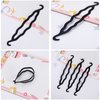 6Pcs Black Resin Double-end Hook Hair Bun Makers Foldable Anti-slip Hair Donut Shapers Hair Roll-up Updo Braiding Tools Insert Pads Holders for Women Girls Hair Styling
