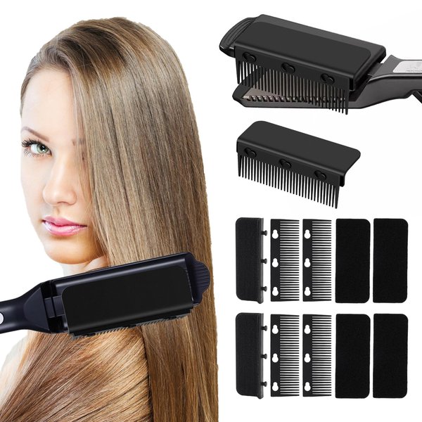 Acrebow 2-Pack Flat Iron Comb Attachment Clip-On for Straightening Hair