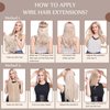 Fshine Hair Extensions Real Human Hair Balayage Walnut Brown to Ash Brown and Butter Blonde 18 Inch Invisible Wire Hair Extensions Straight Human Hair Layered Hairpiece 80g Hair Extensions Clip Ins