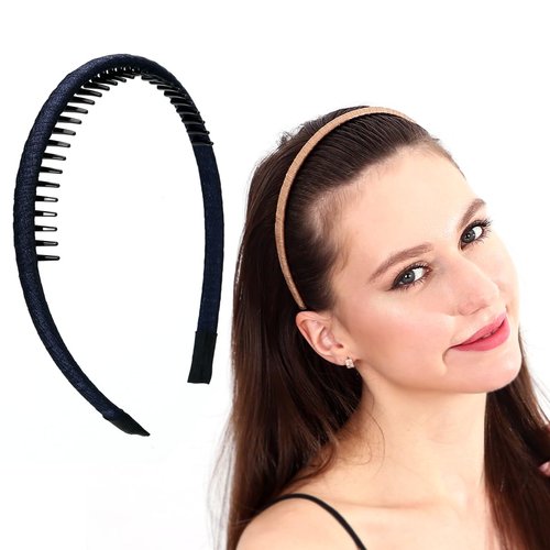 LONEEDY 5PCS Teeth Comb Headband Multi-color Non-slip Headbands for Women and Girls,Hold Hair Back Stays Flexible Hair band with Teeth for Washing Face Makeup (Mixed COLOR 03)