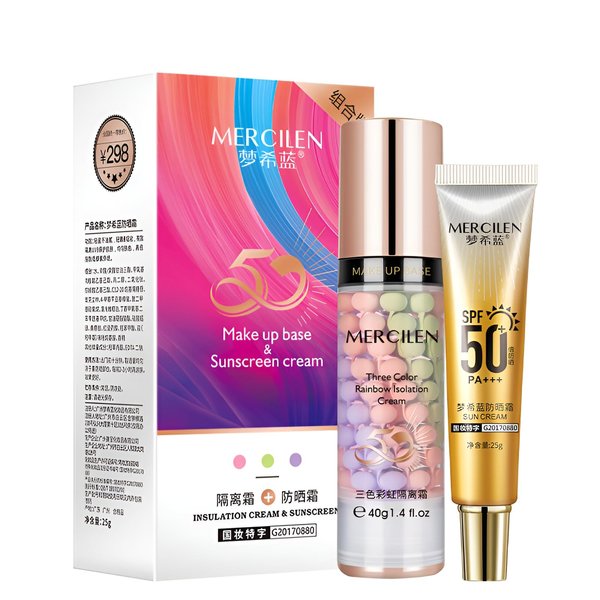 Face Primer before Makeup Set,3 Colors Makeup Primer & Sunscreen Set, Pore Invisible Cream, Even Skin Colour, Make Foundation Fit Better and Create Stunning Makeup