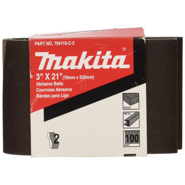 Makita 742308-3 3-Inch x 21-Inch Abrasive Sanding Belt, 80 Grit (10/Pk)