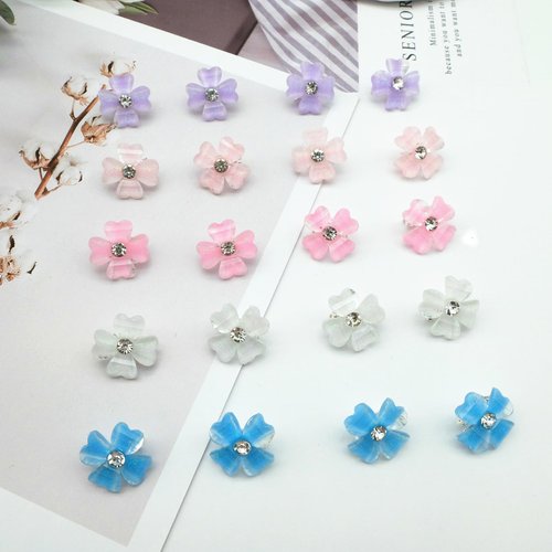 20 Pcs Mini Clover Flower Hair Clips with Cute Rhinestone Hair Barrettes, Convenient Hairpins Easy for Braids Hairstyles, Braiding Hair Accessories for Girls Women (20 Pcs- Mix Color)