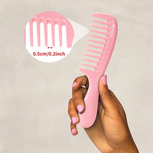 HYOUJIN 3 Pocket Wide Tooth Comb Set,Small Hair Wide Tooth Combs Detangling Shower Combs Wet Brush Detangle Comb for Curly Hair,Wet Hair,Thick Hair,Travel Pocket Wide Comb for Women,Men(Pink)