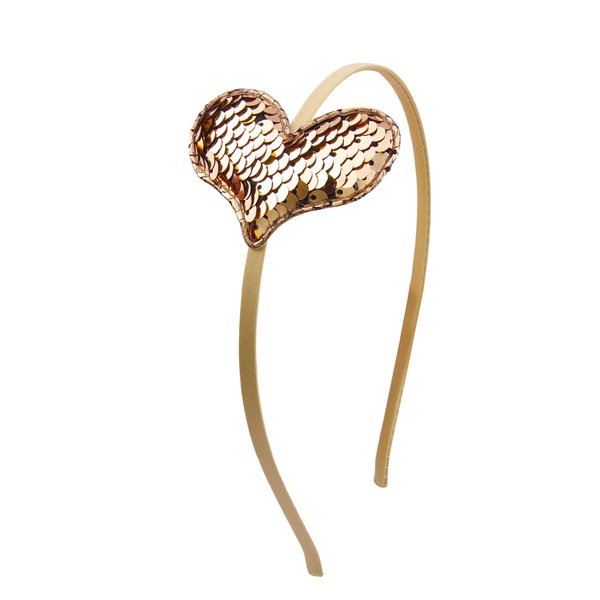 Valentines Headbands for Women Girls, Khaki Sequin Love Hair Band Glitter Heart Headband Hair Hoop Hair Accessories for Valentine's Day New Year Birthday Wedding Party Gift, One Size Fits Most 1PCS