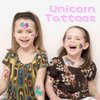 Unicorn Party Supplies Temporary Tattoos - Glitter Unicorn Birthday Party Favors, Cute animated unicorn + Halloween Easter Makeup (6 Sheet)
