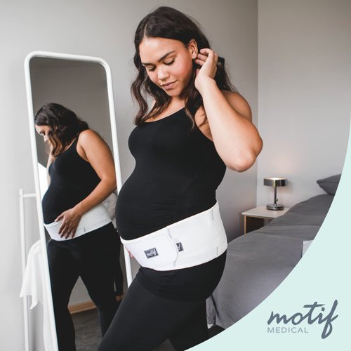Motif Medical, Pregnancy Support Band, Relieves Pressure on the Abdomen, Lower Back, Hips, and Pelvis, White - Extra Small