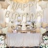 Happy Birthday Balloon Banner Cream, 16 Inch Beige Mylar Foil Letter Balloons, Boho Neutral Birthday Decorations with 10 Pcs Ivory Caramel Brown Foil Balloon, Inflatable Party Supplies for Women Girl