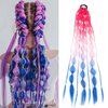 Long Braided Bubble Colored Hair Extensions, 25 Inches Bubble Kinky Rave Straight Ombre Lantern Braid Extension with Hair Tie Hairpieces for Girls Daily Wear