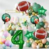 7pcs Football Balloons, Football Birthday Number Mylar Foil Balloon, Football Sport Them Party Supplies Football 4th Birthday Decorations (4th)