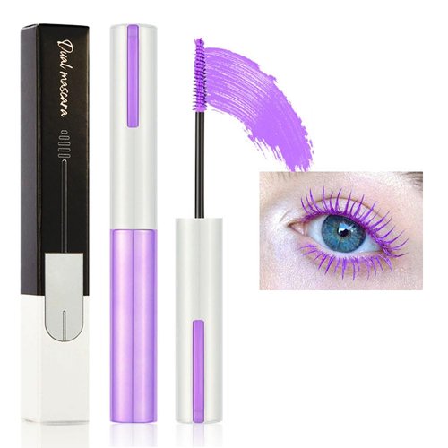 Colored Colorful Waterproof Mascara for Eyelashes Set,Blue White Black Brown Purple Long lasting Charming Voluminous Cruelty Free Vegan Eye Makeup (C-1Pc 08#grape purple, C)
