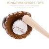 Toyvian Dollhouse Accessories Miniatures Sports Baseball Kits Bat Glove Ball Set Miniature Baseball Kit for Mini House Sport Fairy Garden Cake Topper Decoration Brown
