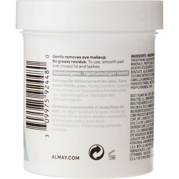 Almay Longwear and Waterproof Eye Makeup Remover Pads, 80 Count (Pack of 4)