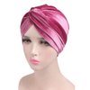 Fxhixiy Women's Stretch Velvet Twist Pleasted Hair Wrap Turban Hat Cancer Chemo Beanie Cap Headwear (Pink)