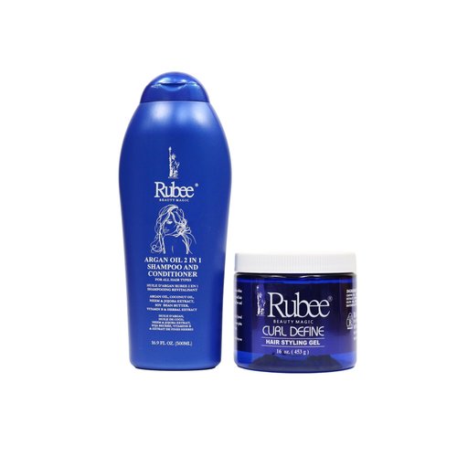 Argan Oil 2-1 Shampoo & Conditioner (16.9 oz) with Curl Define Hair Styling Gel (16 oz)