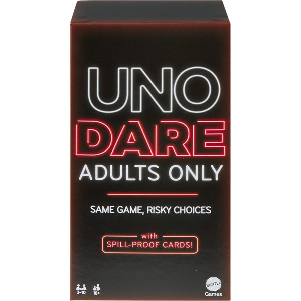 Mattel Games UNO Dare Adults Only, UK English Version, Card Game for Game Night, Travel, Camping & Party, HRL30