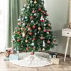 DegGod Plush Christmas Tree Skirts, 36 inches Luxury Snowy White Faux Fur Xmas Tree Base Cover Mat with Gold Snowflakes for Xmas New Year Home Party Decorations (36 inches, Gold)