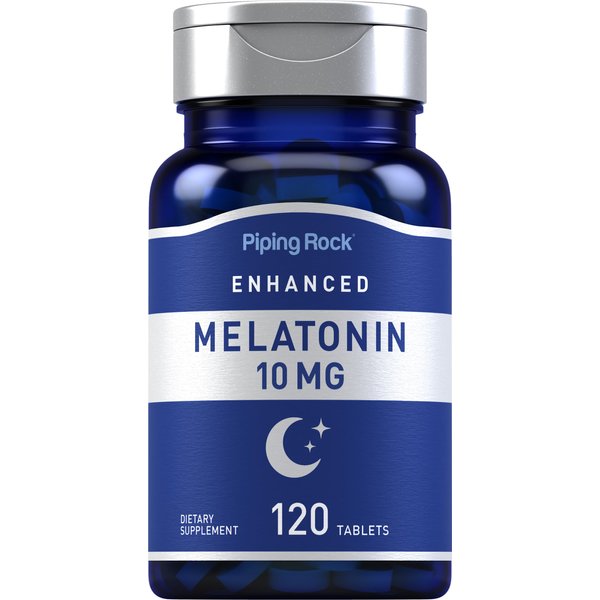 Piping Rock Melatonin 10mg | 120 Tablets | with L-Theanine | Adult Sleep Supplement | Extra Strength Formula | Vegetarian, Non-GMO, Gluten Free