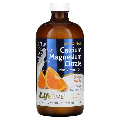 LIFETIME Bone Support, Calcium Citrate, Magnesium Citrate and Vitamin D-3, Relaxation, Bone and Muscle Support Formula, Easy Absorption, Made without Dairy and Gluten Free (Orange Vanilla)