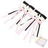 Purggy 6 Pcs Hair Bow Clips for Women Girls, Ribbon Hair Bows with Long Tail, Bowknot Tassel Claw Hair Clip for Women, Hair Barrettes with Bow Accessories（Black, pink, beige）
