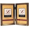 Lawrence 11435D Antique Gold Bead 3.5x5 Hinged Double Picture Frame