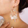 Denifery Handmade Bridal Earrings Flower Earrings Crystal Dangle Earrings Pearl Chandelier Earrings Jewelry for Women (Silver)