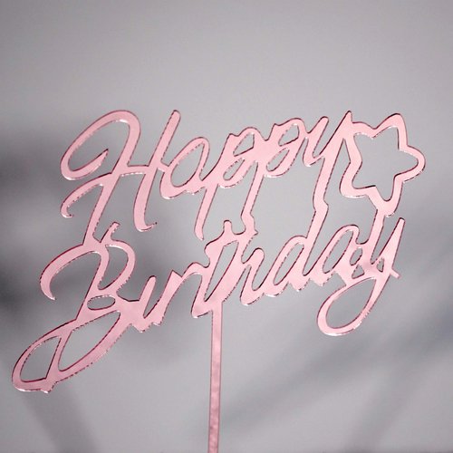 6-Pack Rose Gold Birthday Cake Topper Set, Double-Sided Glitter, Acrylic Happy Birthday Sign Cake Toppers/Cupcake Toppers, Birthday Party Decorations Supplies for Girls and Mom.