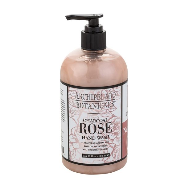 Archipelago Botanicals Charcoal Rose Liquid Hand Soap, Moisturizing Daily Hand Wash with Soap Pump, Kitchen or Bathroom Hand Soap, 17.0 Fl. Oz.
