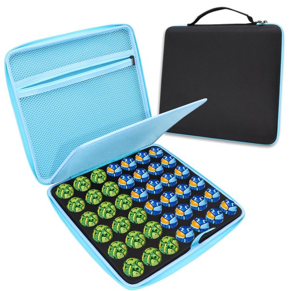 FCDYLBD Toy Organizer Storage Case Compatible with Bakugan Figures/BakuCores/Battle Figure/Trading Cards/Mini Toys/Small Dolls, Hard Carrying Organized Container Holder. (Box Only) (42, Blue-1)