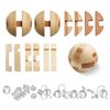 4 Pack Wooden Puzzle Games Brain Teasers Toy- 3D Puzzles for Teens and Adults - Wooden Logic Puzzle Wood Snake Cube Magic Cube Magic Ball Brain Teaser Intellectual Removing Assembling Toy